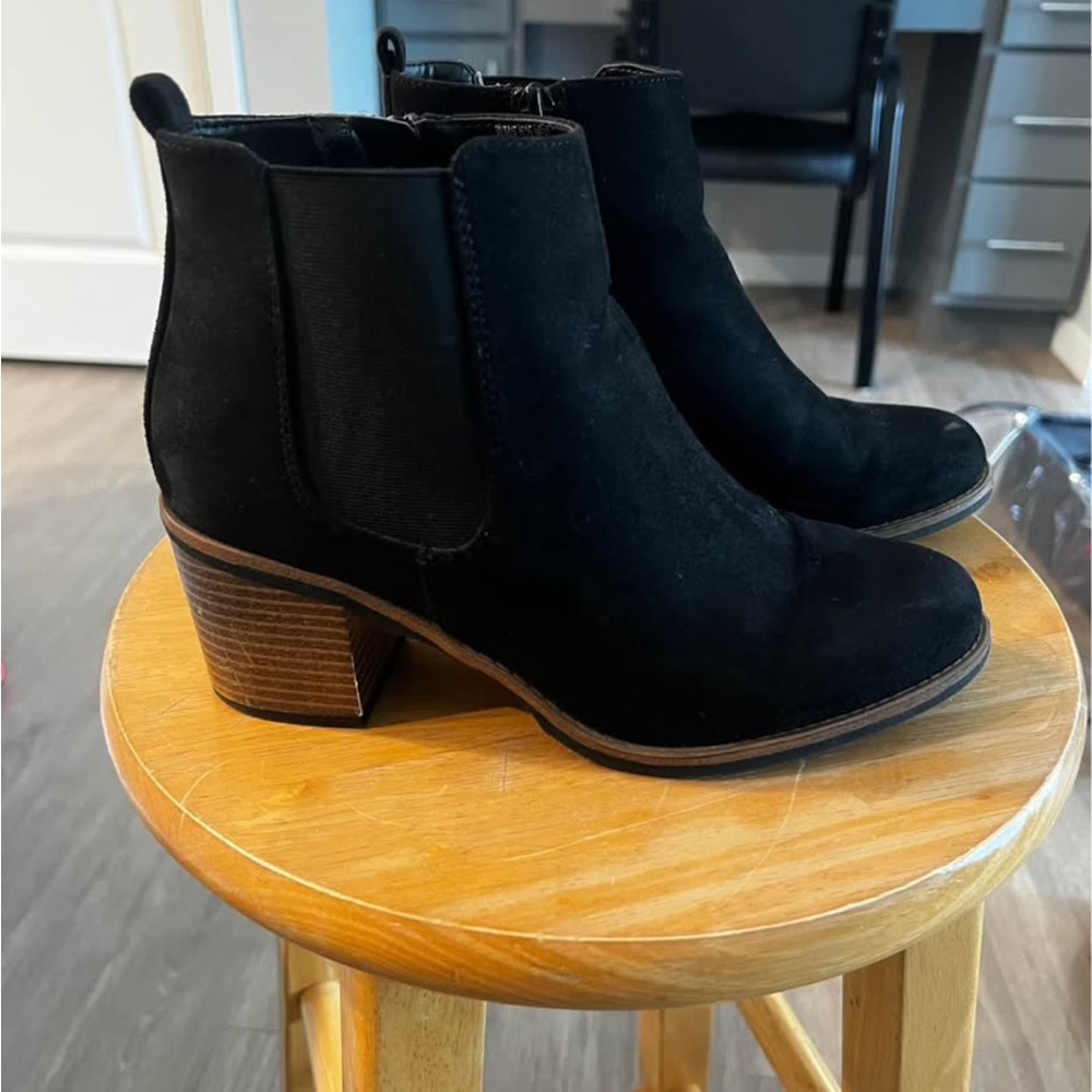 Sonoma Black Ankle Booties with Brown Heel
